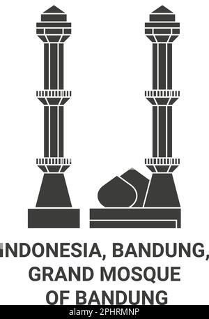 Indonesien, Bandung, die große Moschee von Bandung reisen als Vektorbild Stock Vektor