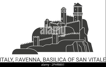 Italien, Ravenna, Basilika San Vitale, Reise-Wahrzeichen-Vektordarstellung Stock Vektor