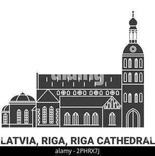 Lettland, Riga, Rigaer Kathedrale, Reise-Wahrzeichen-Vektor-Illustration Stock Vektor