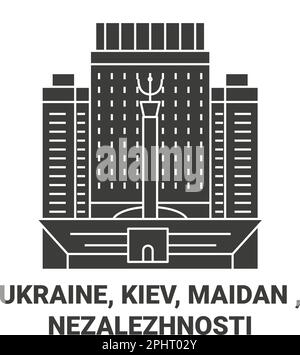 Ukraine, Kiew, Maidan, Nezalezhnosti Reise-Wahrzeichen-Vektordarstellung Stock Vektor