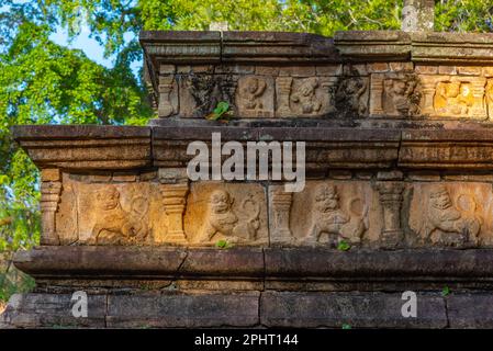 Schnitzereien im Königspalast in Polonnaruwa, Sri Lanka. Stockfoto