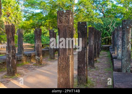 Ratskammer im Königspalast in Polonnaruwa, Sri Lanka. Stockfoto