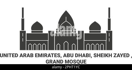 Vereinigte Arabische Emirate, Abu Dhabi, Scheich Zayed , große Moschee Reise-Wahrzeichen-Vektordarstellung Stock Vektor