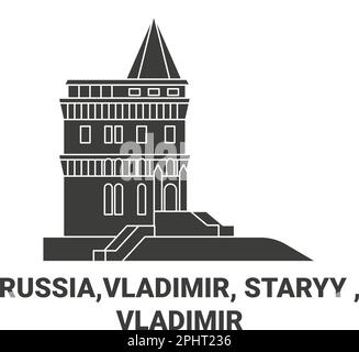 Russland, Vladimir, Staryy, Vladimir Reise-Wahrzeichen-Vektordarstellung Stock Vektor