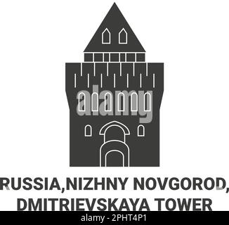 Russland, Nischni Nowgorod, Dmitrijewskaja Turm Reise-Wahrzeichen-Vektordarstellung Stock Vektor