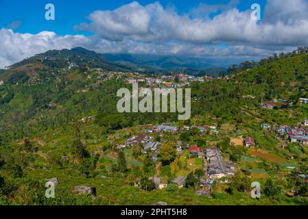 Panoramablick auf Haputale in Sri Lanka. Stockfoto