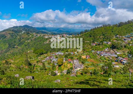 Panoramablick auf Haputale in Sri Lanka. Stockfoto