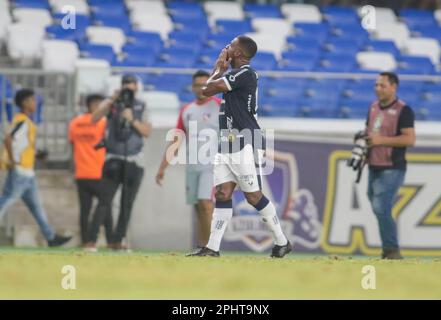 Belem, Brasilien. 29. März 2023. PA - BELEM - 03/29/2023 - COPA VERDE 2023, REMO X PAYSANDU - Remo-Spieler Muriqui feiert sein Tor während eines Spiels gegen Paysandu im Mangueirao-Stadion für die Copa Verde-Meisterschaft 2023. Foto: Fernando Torres/AGIF/Sipa USA Guthaben: SIPA USA/Alamy Live News Stockfoto