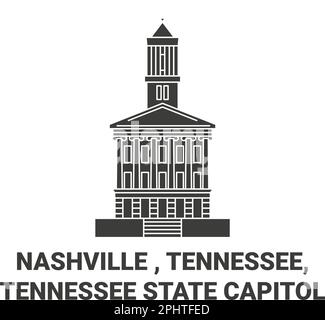 USA, Nashville, Tennessee, Tennessee State Capitol, eine Vektordarstellung der Wahrzeichen der USA Stock Vektor