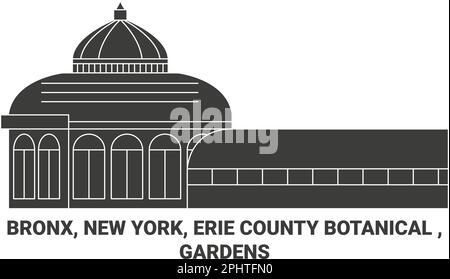 USA, Bronx, New York, Erie County Botanical, Gärten, Reise-Wahrzeichen-Vektordarstellung Stock Vektor