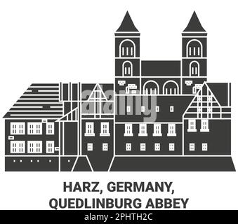 Deutschland, Harz, Quedlinburg Abbey reisen Landmarke Vektordarstellung Stock Vektor