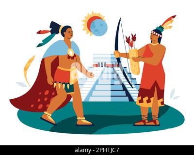 Jäger und Frau - moderne farbige Vektordarstellung Stock Vektor