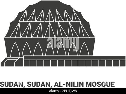 Sudan, Sudan, Alnilin-Moschee, Reise-Wahrzeichen-Vektordarstellung Stock Vektor