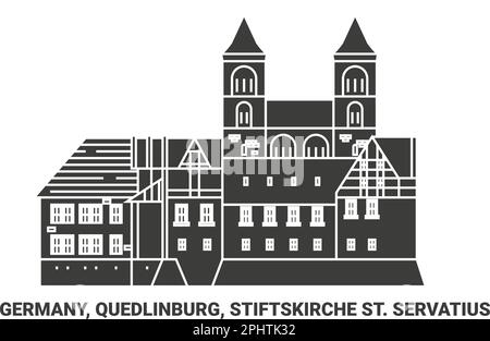 Deutschland, Quedlinburg, Stiftskirche St. Vektordarstellung der Servatius-Reise-Landmarke Stock Vektor