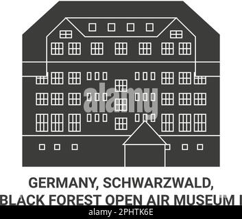 Deutschland, Schwarzwald, Schwarzwald Freilichtmuseum I Reise Wahrzeichen Vektordarstellung Stock Vektor