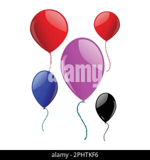 Satz mehrfarbiger Ballons, isoliert auf weißem Hintergrund. vektordarstellung Stock Vektor