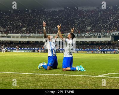 Belem, Brasilien. 29. März 2023. PA - BELEM - 03/29/2023 - COPA VERDE 2023, REMO X PAYSANDU - Paysandu-Spieler Fernando Gabriel feiert sein Tor während eines Spiels gegen Remo im Mangueirao-Stadion für die Copa Verde-Meisterschaft 2023. Foto: Fernando Torres/AGIF/Sipa USA Guthaben: SIPA USA/Alamy Live News Stockfoto