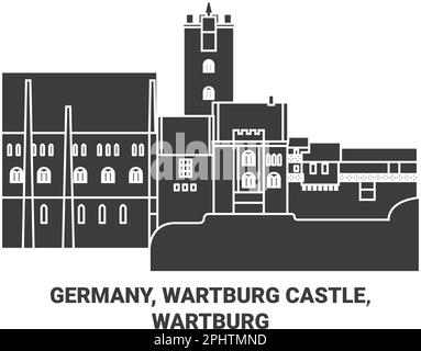 Deutschland, Wartburg Schloss, Wartburg Reise Wahrzeichen Vektordarstellung Stock Vektor