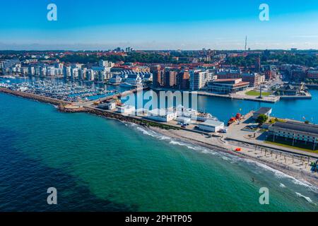 Luftaufnahme des Hafens Helsingborg in Schweden. Stockfoto