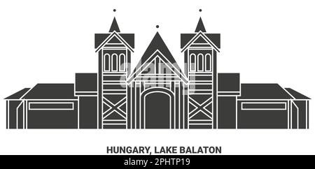 Ungarn, Balaton See, Reise Landsmark Reise Wahrzeichen Vektordarstellung Stock Vektor
