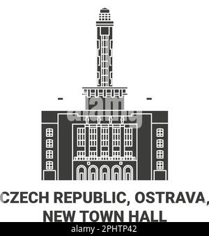 Tschechische Republik, Ostrava, Neues Rathaus Reise-Wahrzeichen Vektordarstellung Stock Vektor