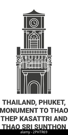 Thailand, Phuket, Denkmal für Thao Thep Kasuti und Thao Sri Sunthon reisen als Vektorgrafik Stock Vektor