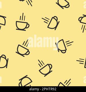 Muster Für Kaffeetasse. Vektor nahtloses Schwarz-Weiß-Muster mit Kaffeetassen Stock Vektor