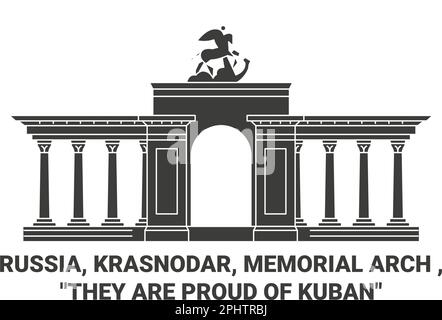 Russland, Krasnodar, Memorial Arch, sie sind stolz auf die Kuban Reise-Wahrzeichen-Vektordarstellung Stock Vektor