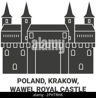 Polen, Krakau, Königliches Schloss Wawel reisen als Vektorbild Stock Vektor