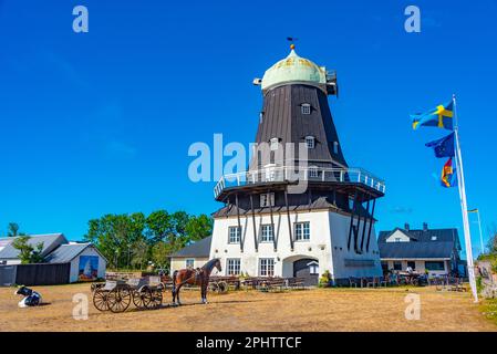 Sandvik Windmühle auf der Insel Öland in Schweden. Stockfoto