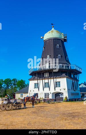 Sandvik Windmühle auf der Insel Öland in Schweden. Stockfoto