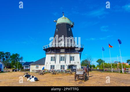 Sandvik Windmühle auf der Insel Öland in Schweden. Stockfoto