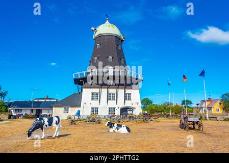 Sandvik Windmühle auf der Insel Öland in Schweden. Stockfoto