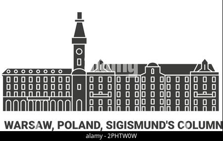 Polen, Warschau, Sigismund-Säule, Reise-Wahrzeichen-Vektordarstellung Stock Vektor