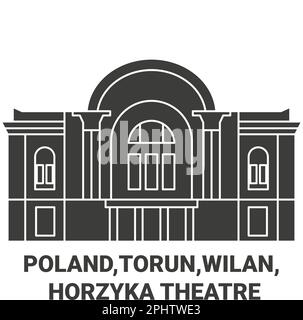 Polen, Torun, WiLan, Horzyka Theatre Reise Landmark Vector Illustration Stock Vektor