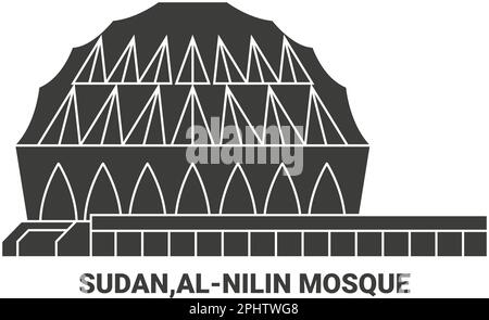 Sudan, Alnilin-Moschee, Reise-Wahrzeichen-Vektorbild Stock Vektor