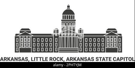 USA, Arkansas, Little Rock, Arkansas State Capitol, Reiseziel-Vektordarstellung Stock Vektor