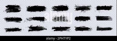Verschmutzte Pinselstriche mit Tintenspritzern. Schwarze Grunge-Kunstbox Stock Vektor