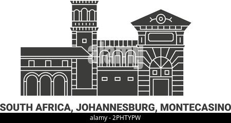 Südafrika, Johannesburg, Montecasino, Reise-Wahrzeichen-Vektordarstellung Stock Vektor