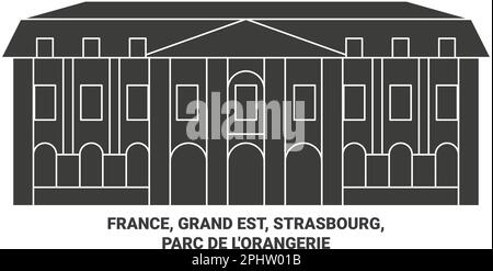 Frankreich, Grand Est, Straßburg, Parc de L'orangerie Reise-Wahrzeichen-Vektordarstellung Stock Vektor