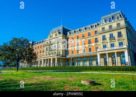Palais Wilson in der Schweizer Stadt Genf. Stockfoto