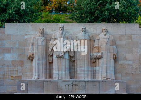 Die Mauer der Reformatoren in der schweizer Stadt Genf. Stockfoto