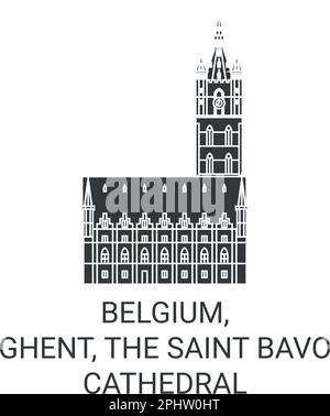 Belgien, Gent, die Kathedrale von Saint Bavo reisen als Vektorbild Stock Vektor