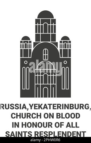 Russland, Jekaterinburg, Blutkirche zu Ehren aller Heiligen, glitzernde Reise-Wahrzeichen-Vektordarstellung Stock Vektor