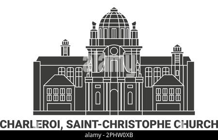 Belgien, Charleroi, Saintchristophe Kirche, Reise-Wahrzeichen-Vektordarstellung Stock Vektor