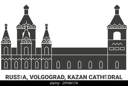 Russland, Wolgograd, Kasan-Kathedrale, Reise-Wahrzeichen-Vektordarstellung Stock Vektor