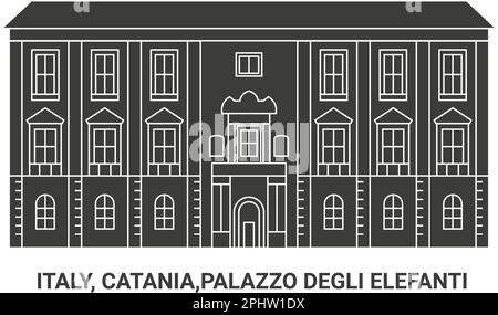 Italien, Catania, Palazzo Degli Elefanti, Reise-Wahrzeichen-Vektordarstellung Stock Vektor