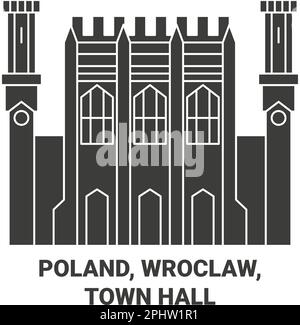 Polen, Breslau, Rathaus, Wegweiser-Vektorgrafik Stock Vektor