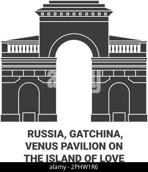 Russland, Gatchina, Venus Pavillon auf der Insel der Liebe Reise Wahrzeichen-Vektordarstellung Stock Vektor