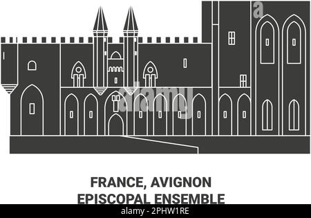 Frankreich, Avignon, Episkopal Ensemble Reise Landmark Vektordarstellung Stock Vektor